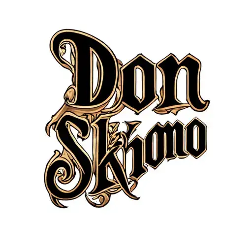 The Words 'Don Skhomo' Curved And In Garamond Font