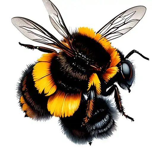 A Bumblebee And Softly Shaded Color Flowers