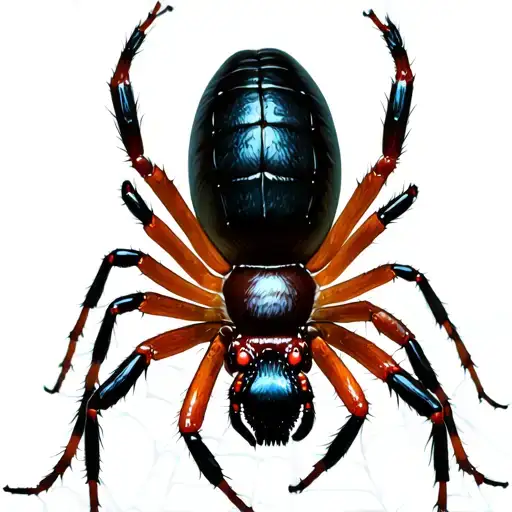 A Softly Shaded Black Widow Spider In A Spider Web