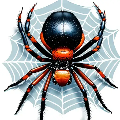 A Soft And Smooth Shaded Realistic Black Widow Spider In A Spider Web