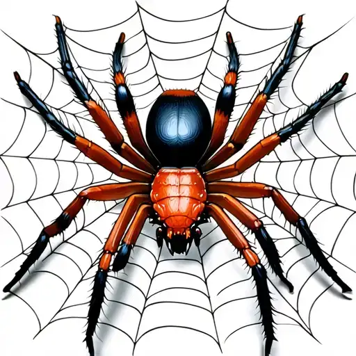 A Soft And Smooth Shaded Realistic Black Widow Spider In A Spider Web