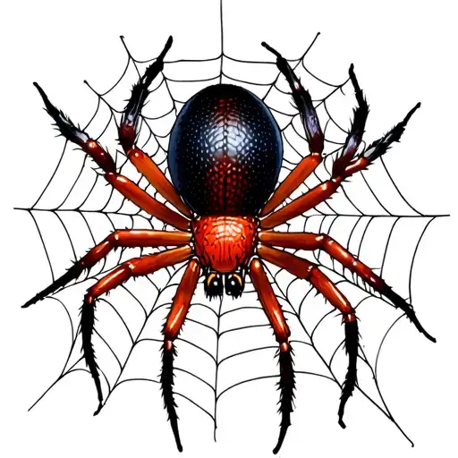 A Soft And Smooth Shaded Realistic Black Widow Spider In A Spider Web