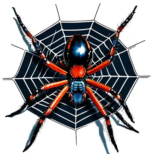 A Realistic Looking Black Widow Spider In A Spider Web