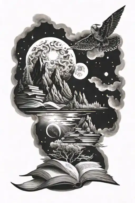 Space With Mountains And Books