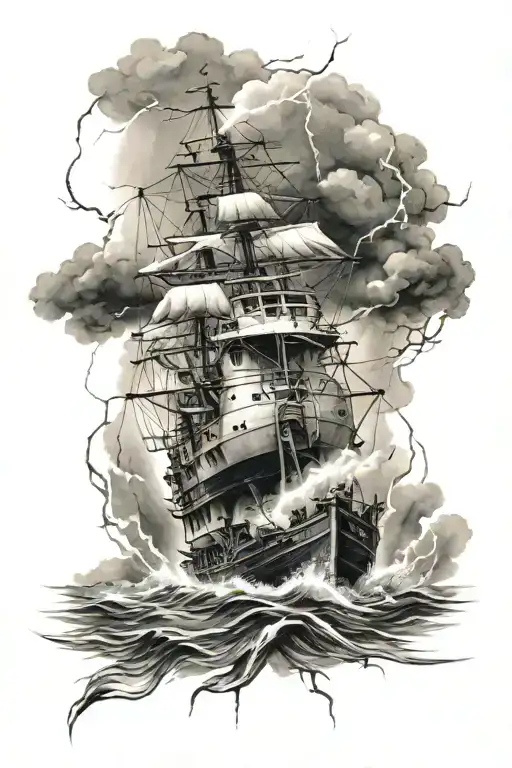 Harbor Boat Lightning Storm