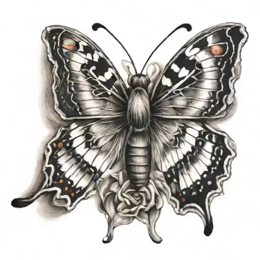 A Tattoo Of A Butterfly Symbolizing Loved Ones That Are Women