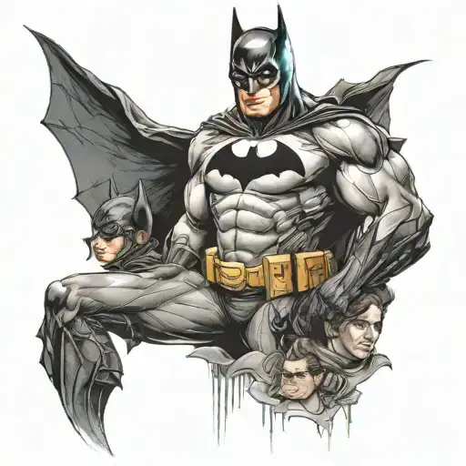 Batman Looking Over His Family