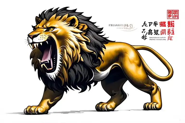 Japanese Lion Roaring Realistic Art
