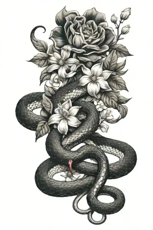 Flowers And Snake