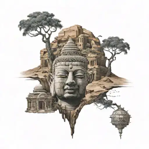 Lost City Of Petra And Budda