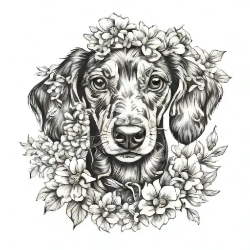 Dachshund Made Of Flowers