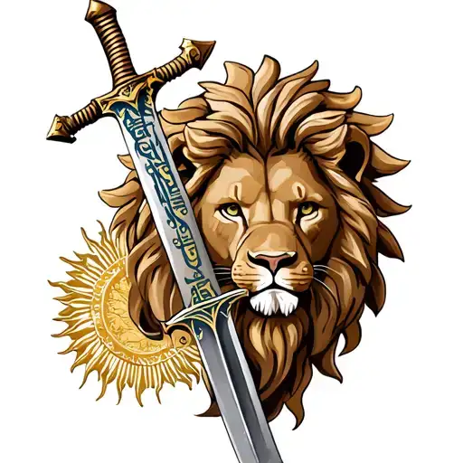 A Lion With A Sword And A Sun Symbolizing Strength And Glory Inspired By The Flag Of Persia