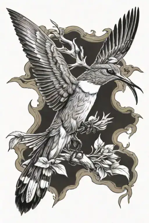 Buck With Humming Bird Sitting On Antlers Use