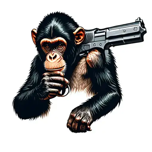 Monkey Holding A Gun