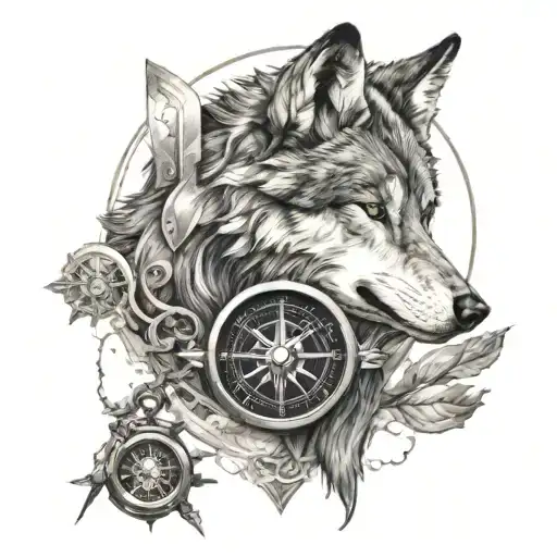 Wolf And Compass Surrounded