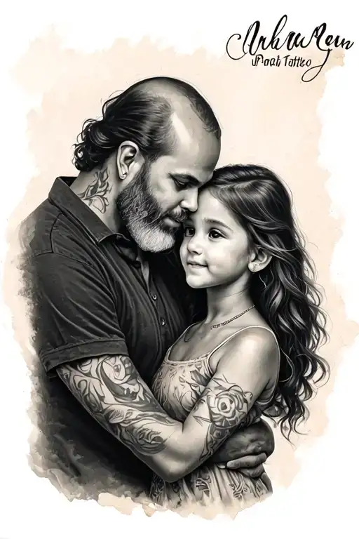 Papa And Daughter By Hand