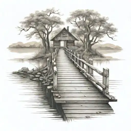 Wooden Bridge Ove Lake Looking