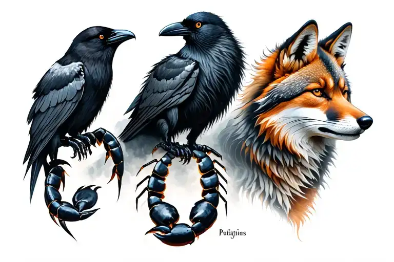 Scorpion And Crow And Wolf And Fox