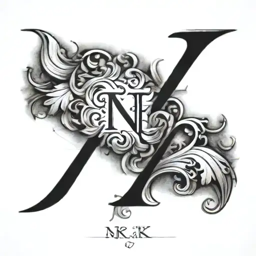Initials N And K Letter