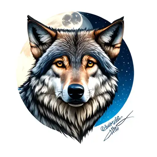 Wolf And Moon