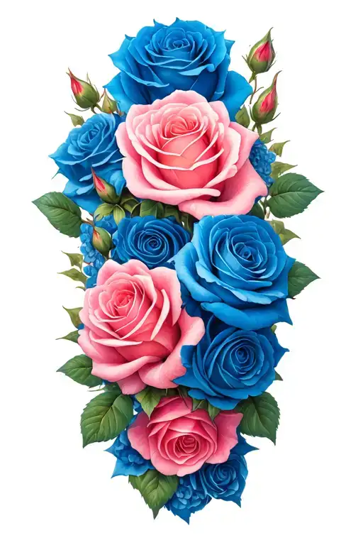 Cascade Of Roses In Blue And Pink