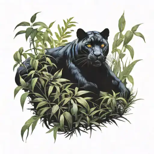 Black Panther Lurking In Bushes Hunting Scenes