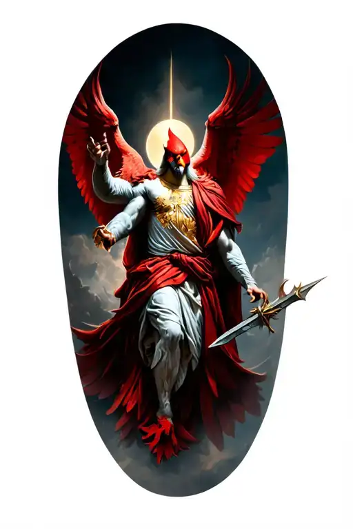 Cardinal Flying Saint Micheal Slaying The Devil