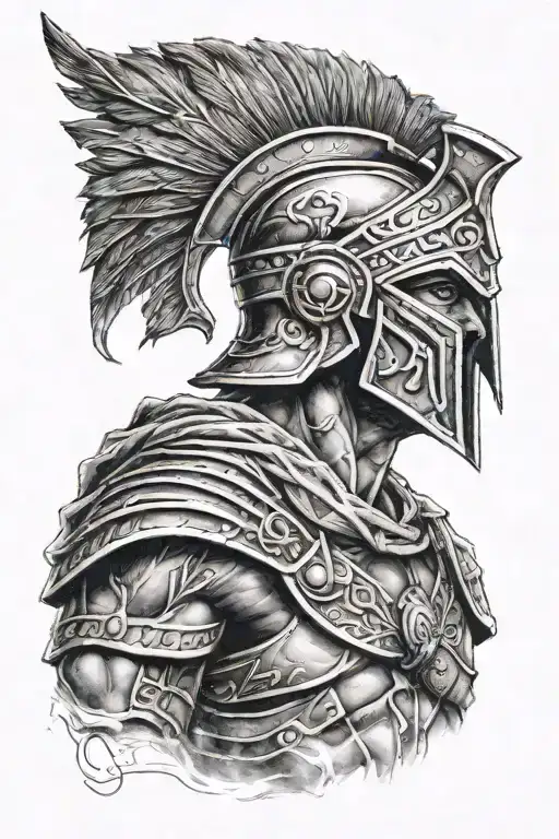 Spartan Warrior Tattoo Desing In Colour For Biceps Men