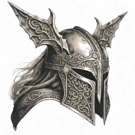 King Theoden Helmet And Witch King Helmet Separated By Blade Of Narsil