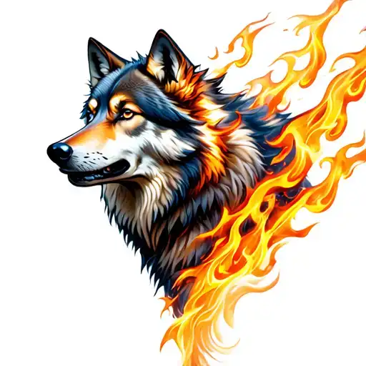 Fire Flames Wolf