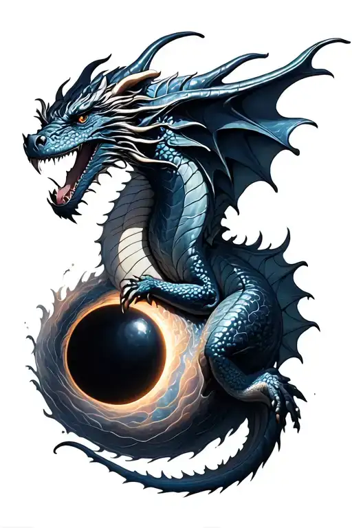 Shiny Dragon Cuddling A Black Hole