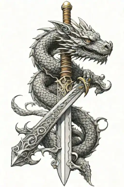 Sword With Dragon Wrapped