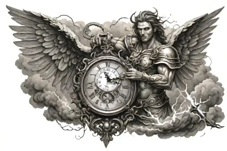 Angel Warrior Clock Lightning Cloud