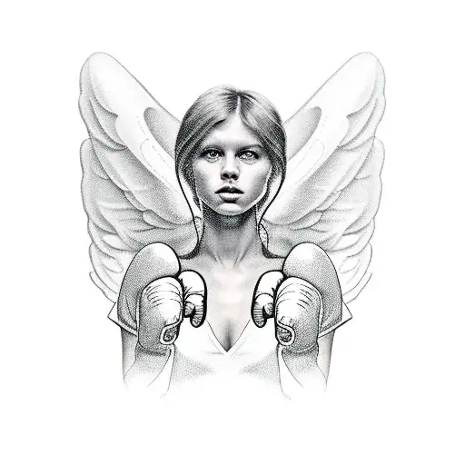 Angel With Boxing Gloves Round The Neck