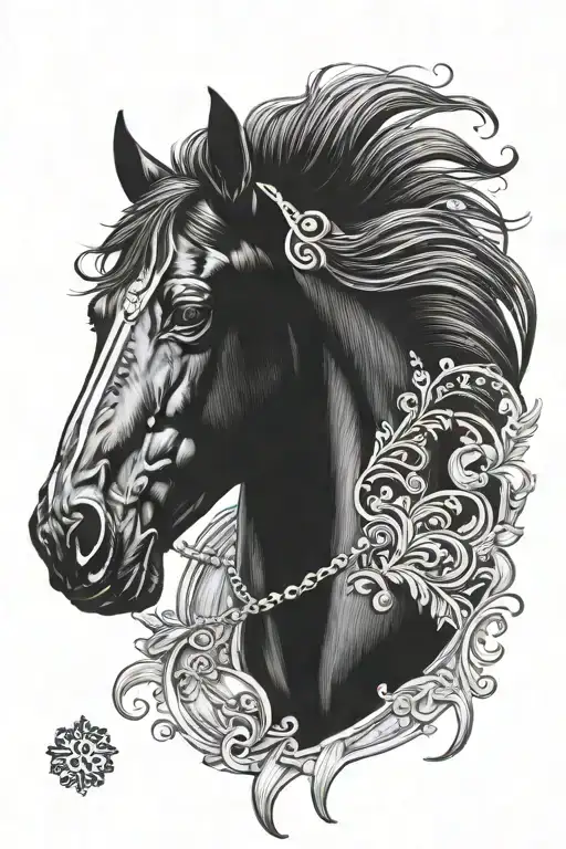 Black Stallion Head And Casino Themed