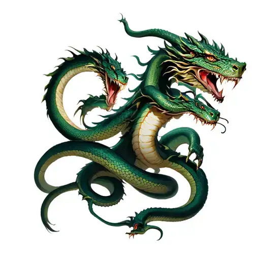 Dragon Fighting Medusa Snakes Goddesss