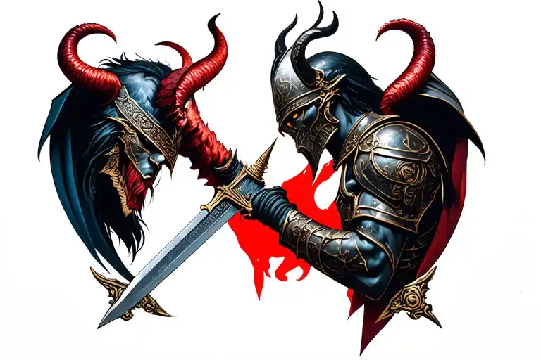 Devil And Gladiator Swords Crossed