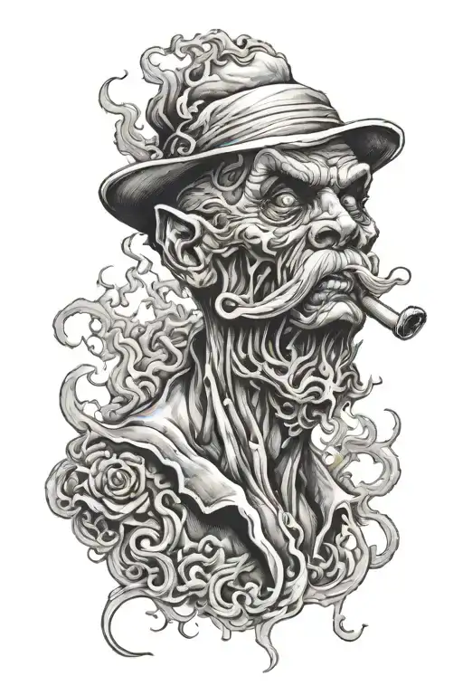 Evil Character With Smoke Rising