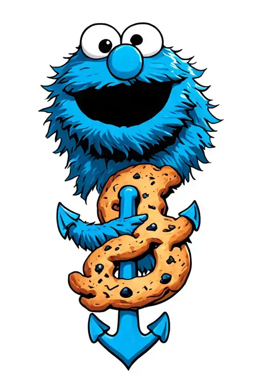 Cookie Monster With An Anchor Intertwined