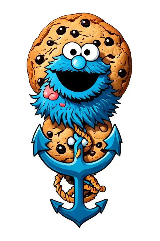 Cookie Monster With An Anchor Intertwined