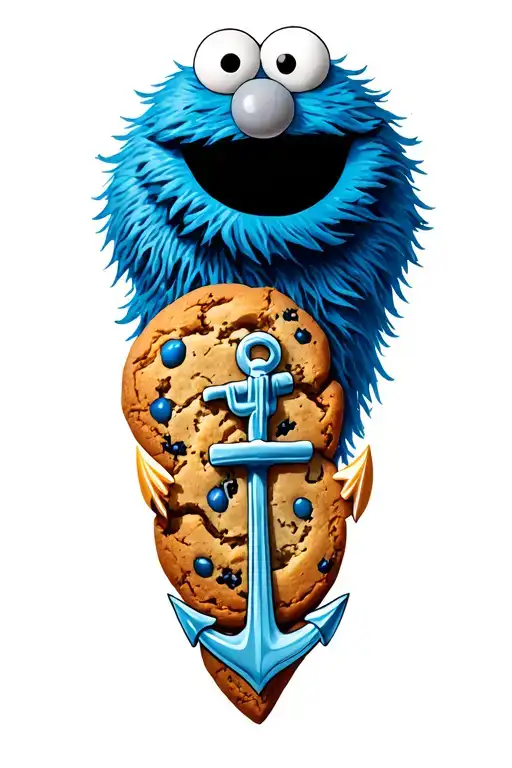 Cookie Monster With An Anchor Intertwined