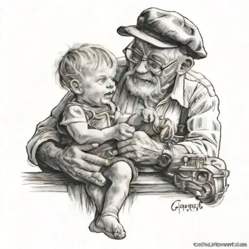 Grandpa Teaching A Child