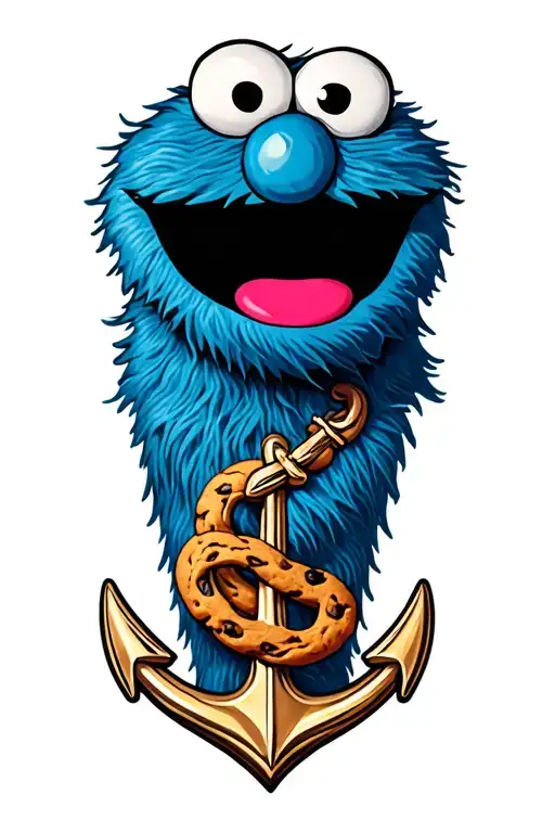 Cookie Monster With An Anchor Intertwined