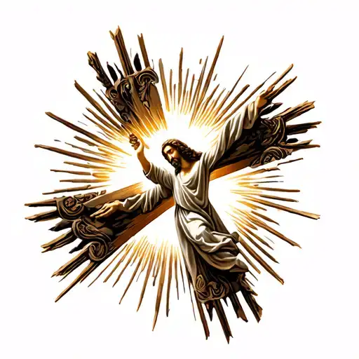 Star Of Bethlehem With Jesus Reaching Up To The Sky