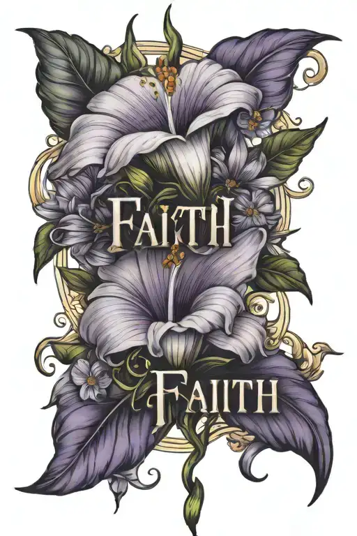 Morning Glory Flower And Aster Flowers With The Word Faith In It