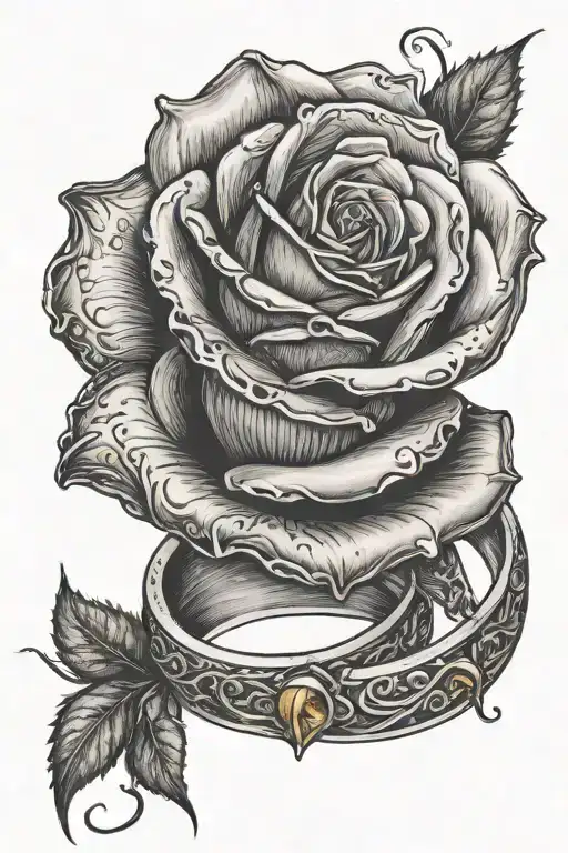 Rose With 2 Wedding Bands