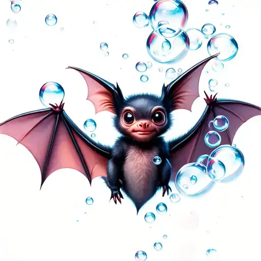 Bat Surrounded By Bubbles