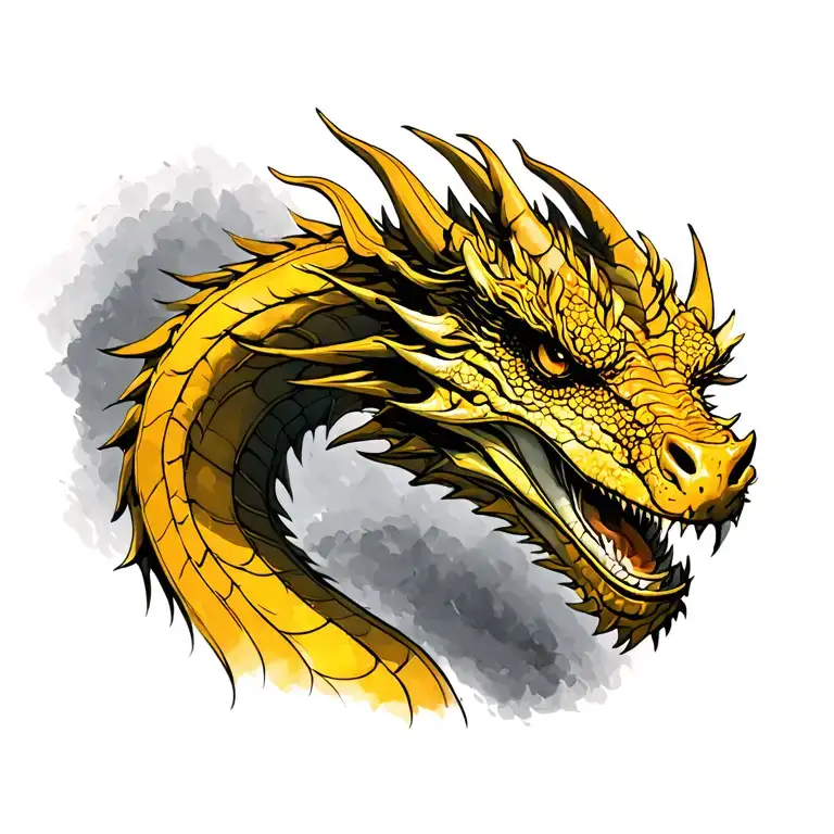 Sketch For Tattooing Yellow Earthen Dragon