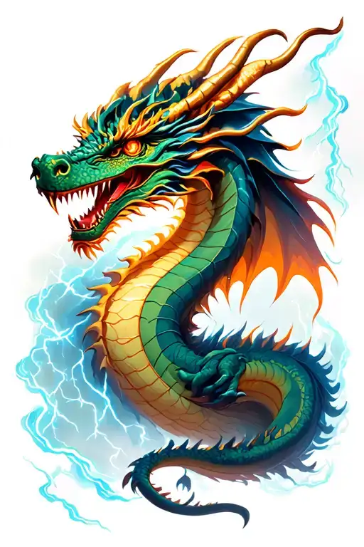 Dragon With Lighting Storm