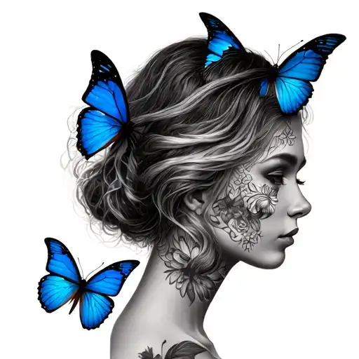 Woman's Face Self Love Butterflies